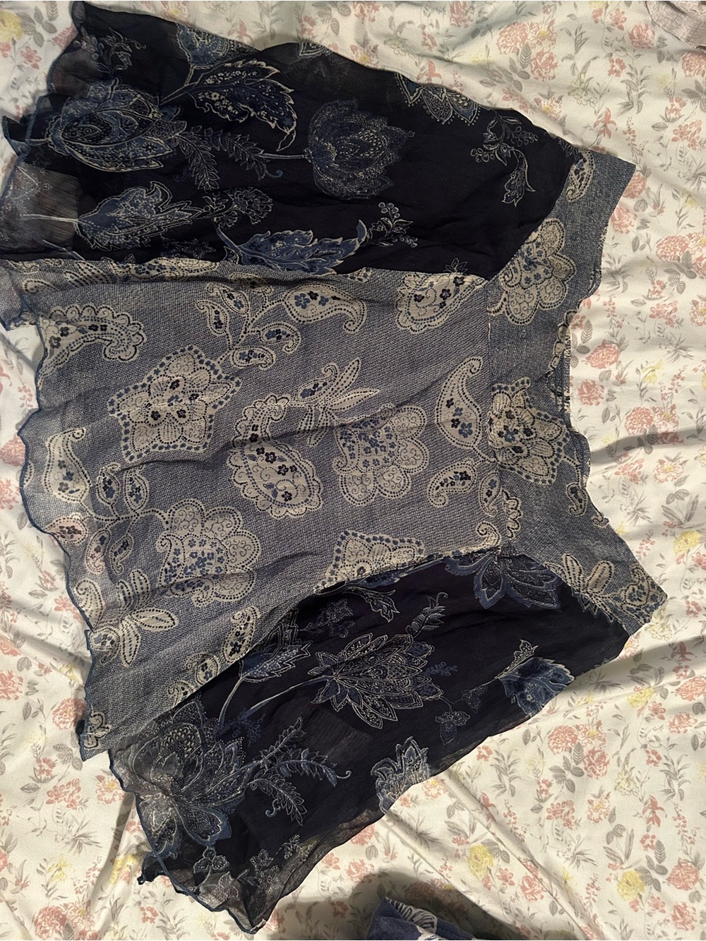 Sheer Navy Paisley Women's Blouse - Lightweight Floral Tube Top